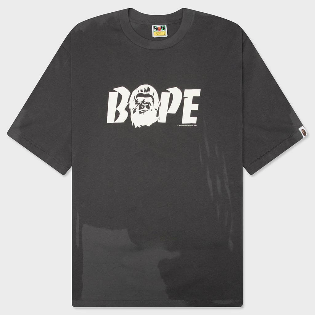 BAPE Logo Relaxed Fit Tee - Charcoal