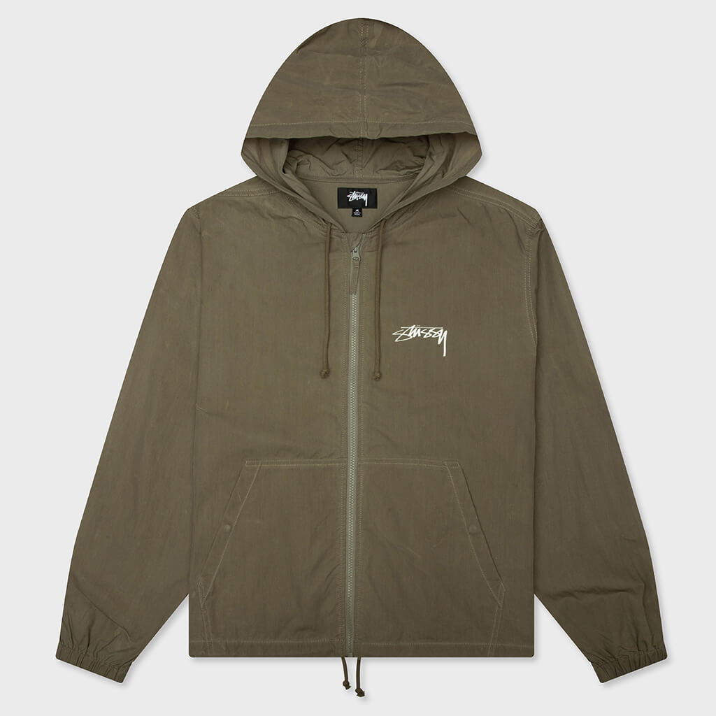 Waxed Cotton Beach Shell Jacket - Olive