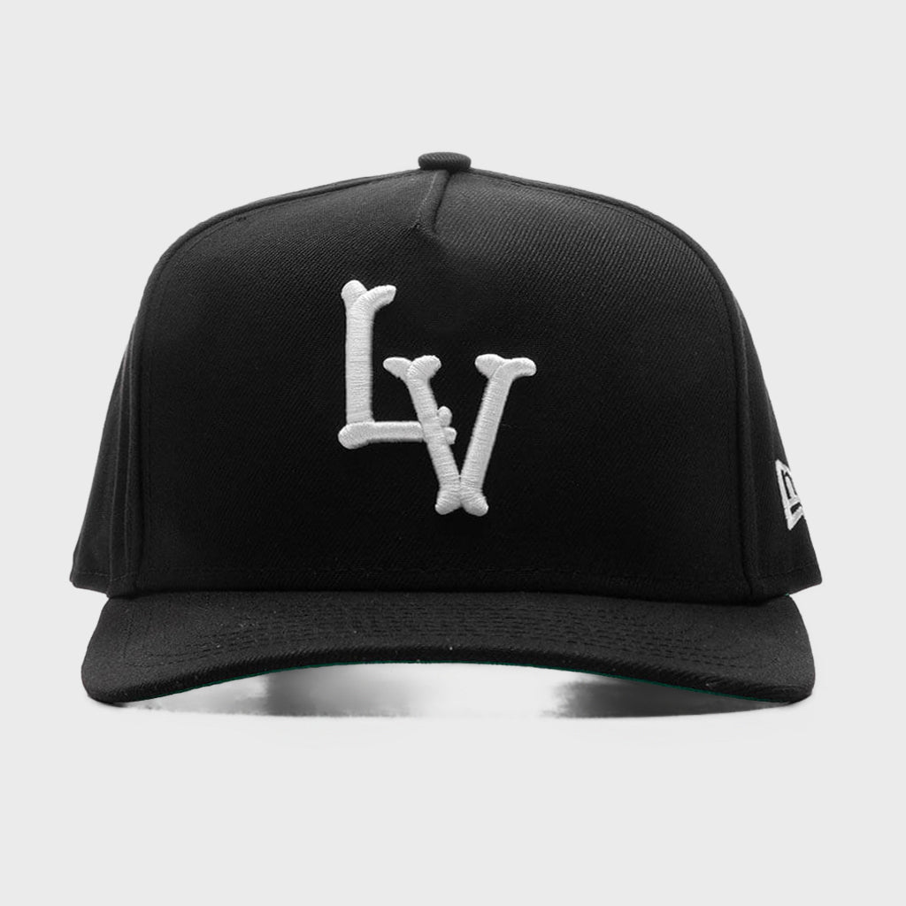 기능 X New Era 9Fifty A -Frame Snapback Curve 'LV'Bones -Black/Twill Green