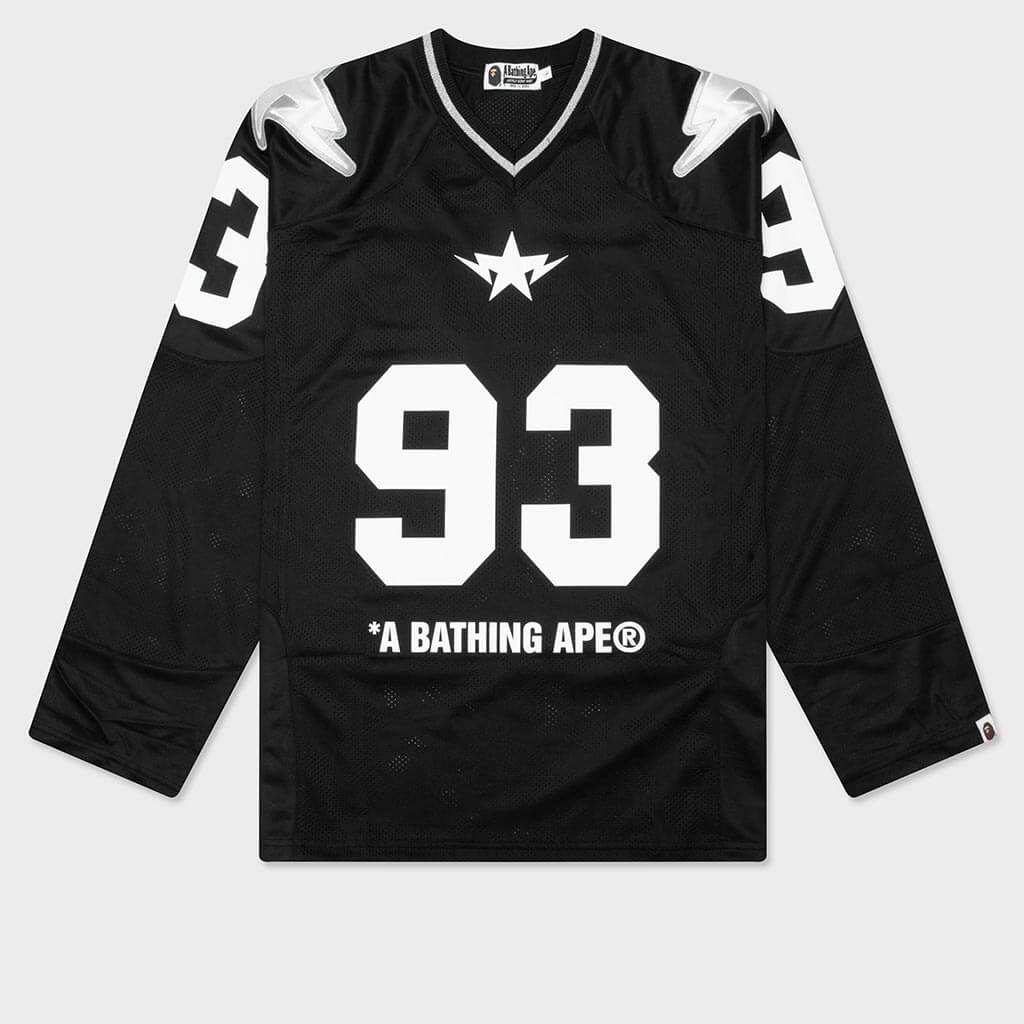 Line Camo Multi Logo Cropped Fit Football Jersey - Black