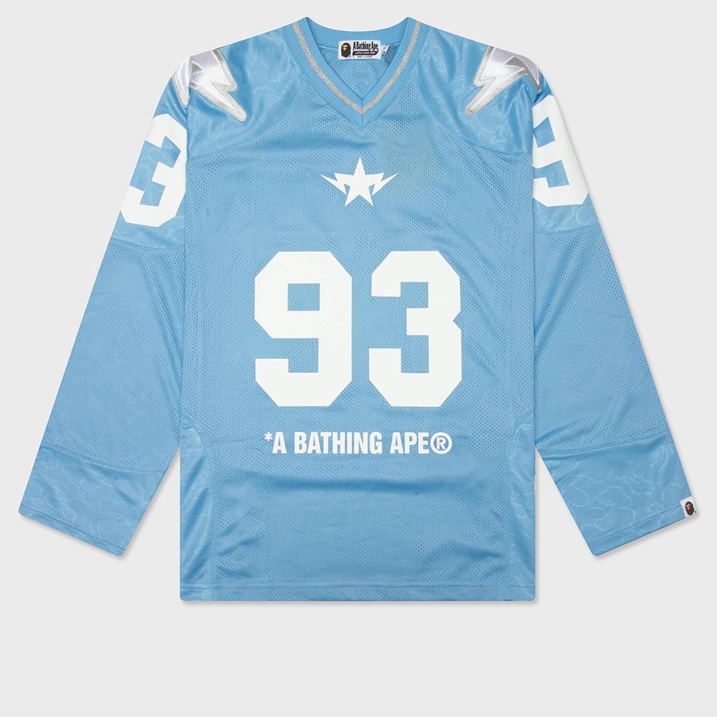 Line Camo Multi Logo Cropped Fit Football Jersey - Sax